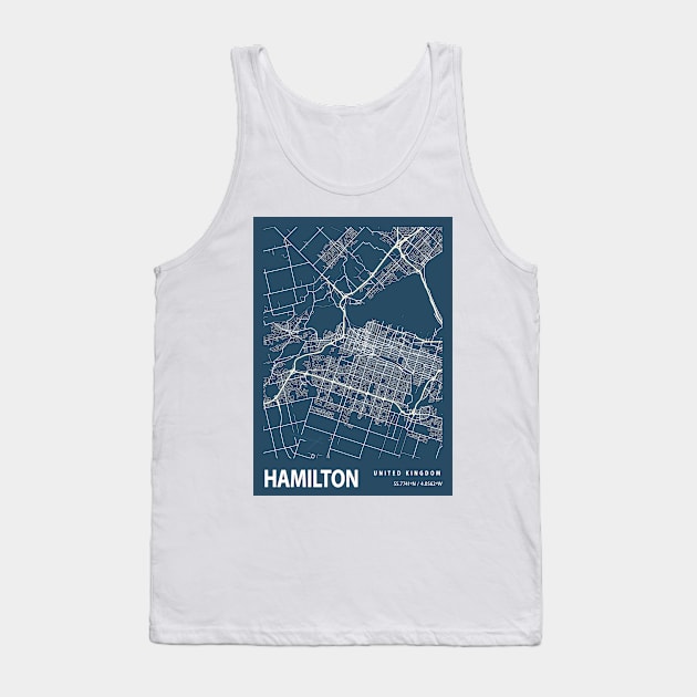 Hamilton Blueprint Street Map, Hamilton Colour Map Prints Tank Top by tienstencil